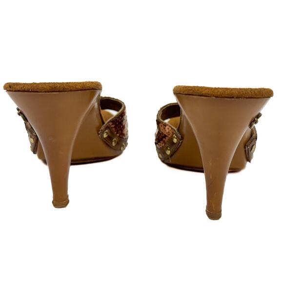 Candie's Vintage Faux Leather Sequin Clog Open Toe Stilleto Sandals 7.5 Boho y2k - Picture 6 of 13